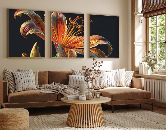 Wallity Cuadro decorativo enmarcado en MDF (3 piezas) 35 x 50 cm